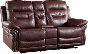 Burgundy Leather Console Loveseat