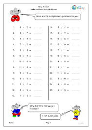 multiplication tables check worksheets