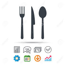 Fork Knife And Spoon Icons Cutlery Symbol Statistics Chart