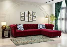 red velvet l shaped conner sofa bed
