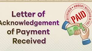 acknowledgement of payment received
