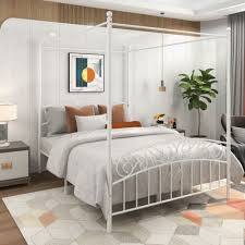 metal canopy bed frame with headboard