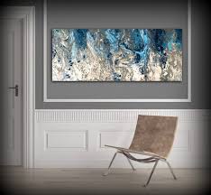 Large Abstract Painting Print Navy Blue