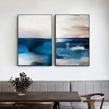 Wall Art Blue Abstract Prints On Canvas
