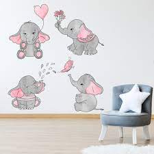 Baby Elephants Nursery Wall Sticker Set