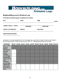 workout log forms and templates