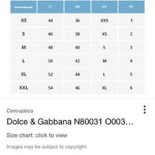 Dolce And Gabbana Size Chart Mens Best Picture Of Chart