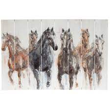galloping horses wood wall decor