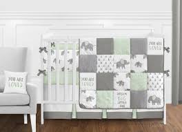 grey and mint elephant 9 piece crib