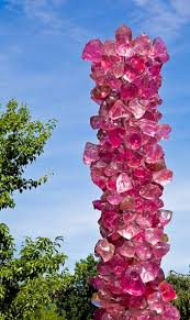 Chihuly Pink Glass Rock Tower In