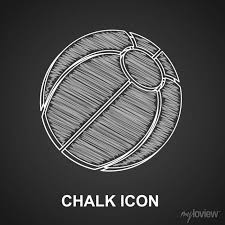Chalk Beach Ball Icon Isolated On Black