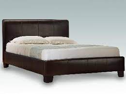 brown faux leather bed frame