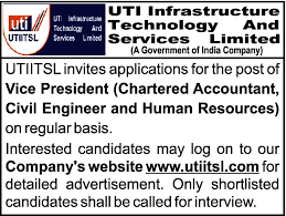 chartered accountant job vacancy at uti