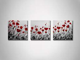 Red Flowers Painting On Canvas
