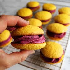 lemon blueberry whoopie pies with a