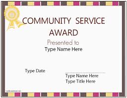 Education Certificates Community Service Award Certificatestreet Com