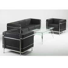 faux leather reception sofa in black or