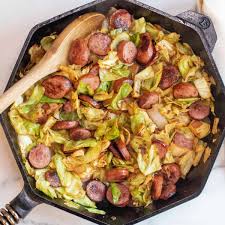 one pan cabbage and kielbasa served