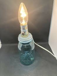 Vintage Aqua Ball Mason Jar Lamp