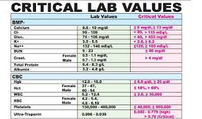 Critical Lab Values Cheat Sheet Medical Estudy
