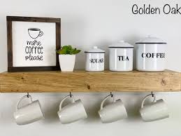 Floating Shelf With Coffee Mug Hooks