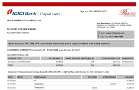 icici bank statement format charges