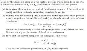 Hydrogen Atom As A Two Particle Problem
