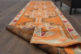 orange oushak runner rug 1960s
