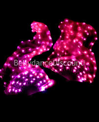 light up bellydance pink fans 100 silk