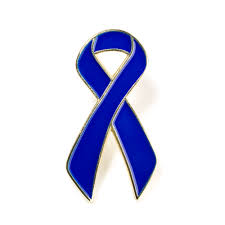 blue ribbon awareness jewelry lapel pin