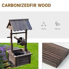 Outsunny Carbonized Wooden Wishing Well
