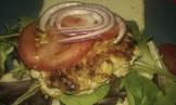 bacon  dijon mustard   green onion stuffed burger