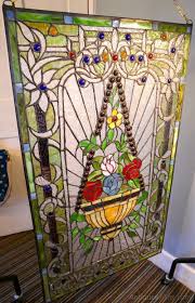Large Art Nouveau Stained Glass Panel