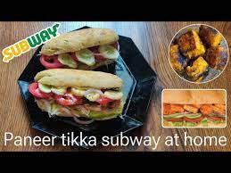 subway style paneer tikka sandwich at