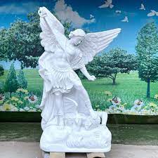 marble st michael angel garden statue