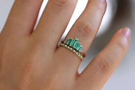 Average customer rating 4.5 out of 5 stars. Baguette Cut Emeralds Engagement Ring Art Deco Emerald Ring Artemer