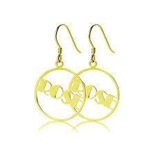 18ct gold plated broadway font circle name earring the name jewellery