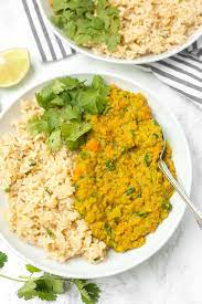 red lentil dal with cilantro lime rice