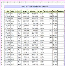 excel data for practice free