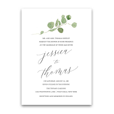 Greenery Wedding Invitations Calligraphy Script Eucalyptus Template