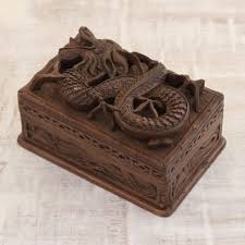 hand carved wood jewelry box from india