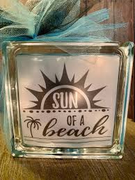 Beach Lighted Glass Block Custom Decor