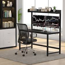 But when it comes to choosing office furniture, think again. Computer Desk With Dual Monitor Mount And Hutch 55 Inch Large Modern Office Desk For Home Office Black Overstock 30651848