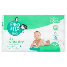 Co to jest fred & flo? Fred Flo 56 Ultra Dry Nappies Size 3 Tesco Groceries