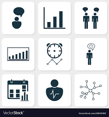 Management Icons Set With Bar Chart Personal