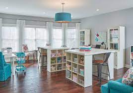 Craft rooms deserve a bold hand with color and glamour, so extend the accent shade you've chosen throughout the space onto your organization tools. 43 Clever Creative Craft Room Ideas Luxury Home Remodeling Sebring Design Build