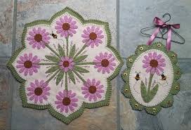 coneflowers penny rug candle mat mini