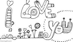 Free i love you coloring page printable. Cartoon I Love You Coloring Page Coloringall