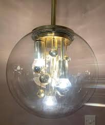 Large Globe Glass Brass Pendant Light