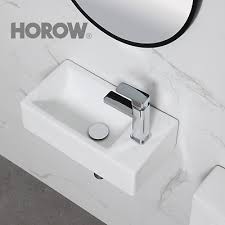 Horow White Bathroom Sinks Wall Mount